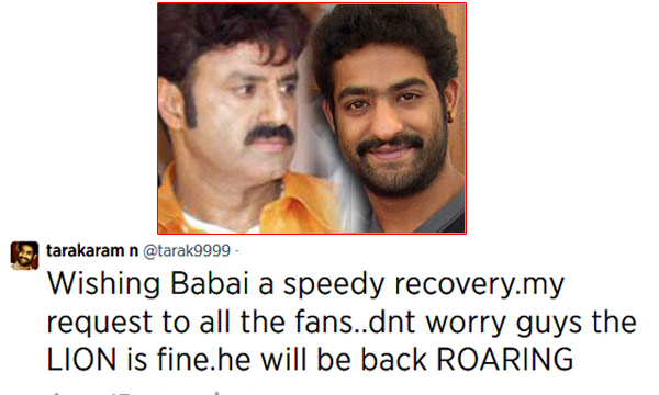 nandamuri balakrishna injured,ntr tweet on nbk accident,  nandamuri balakrishna injured, ntr tweet on nbk accident, 